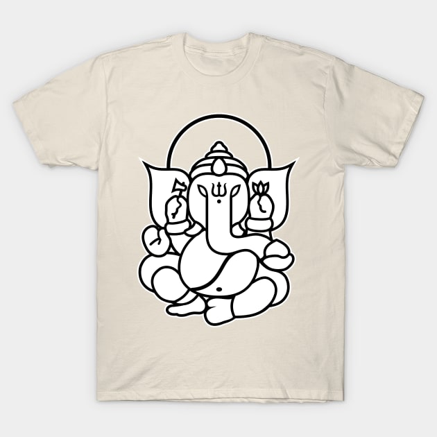 Ganesh Ganesa Ganapati Elephant 3 (black white) T-Shirt by Mystic-Land